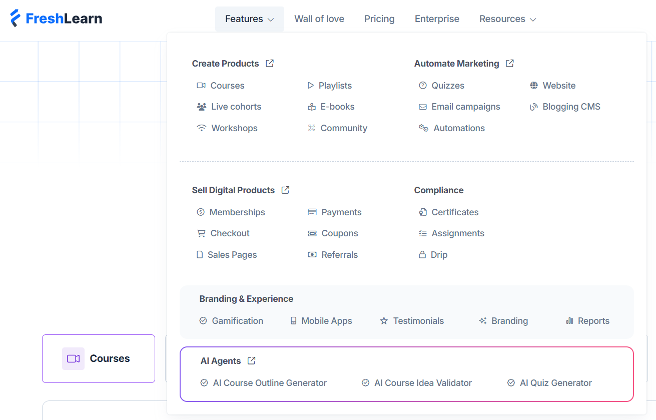 All in one course creation platform