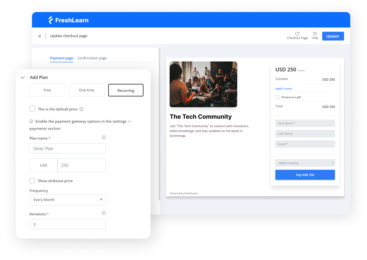 Create checkout page