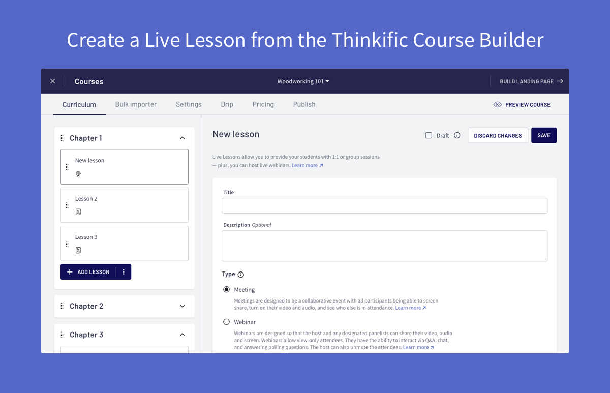 Create a live session