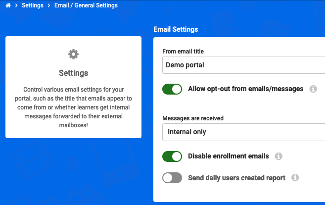 Email general settings