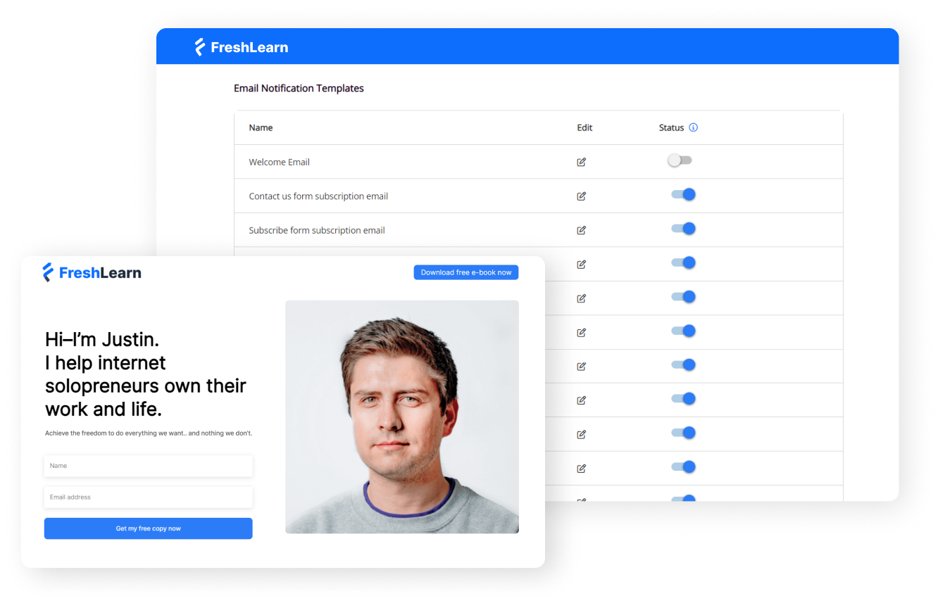 Freshlearn Email templates