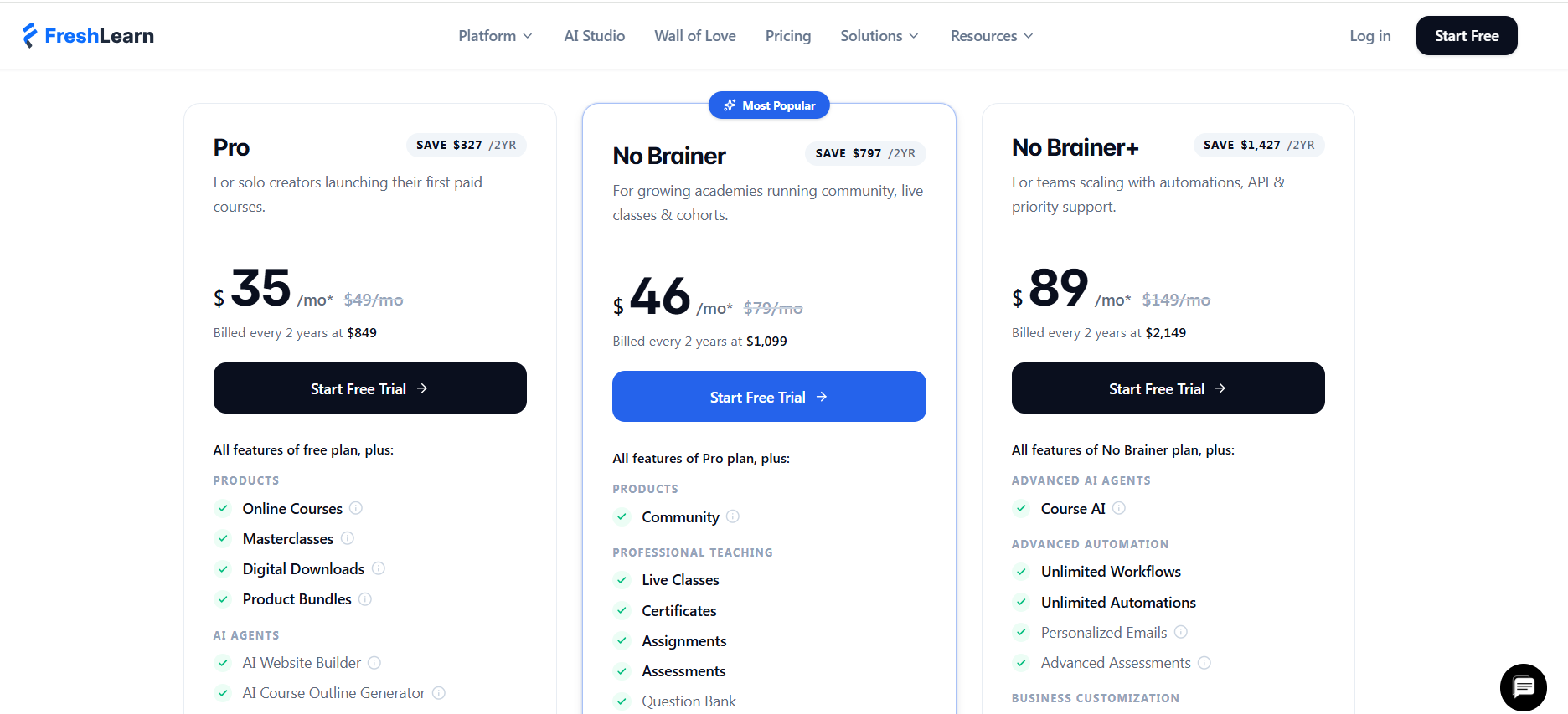 Freshlearn Pricing