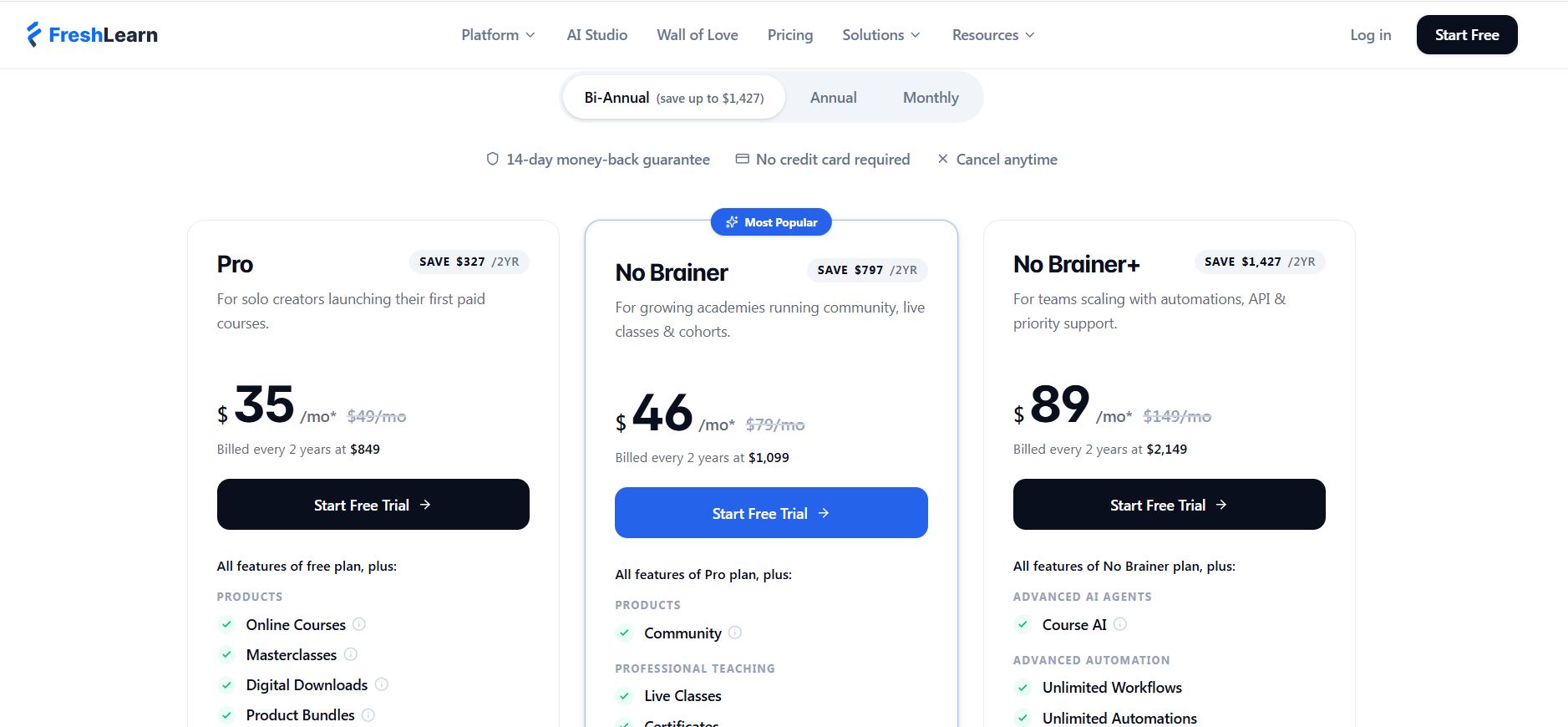 FreshLearn Pricing
