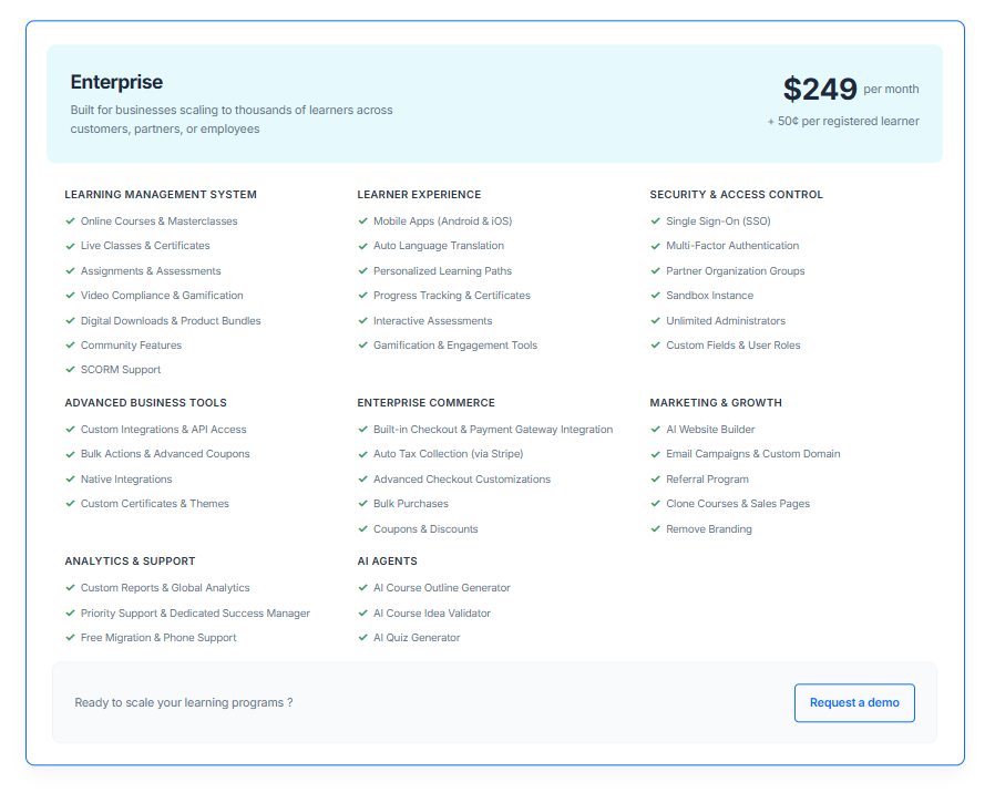 Freshlearn enterprise plan