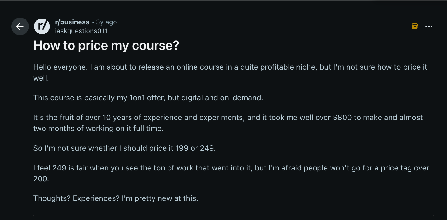 How to price my course