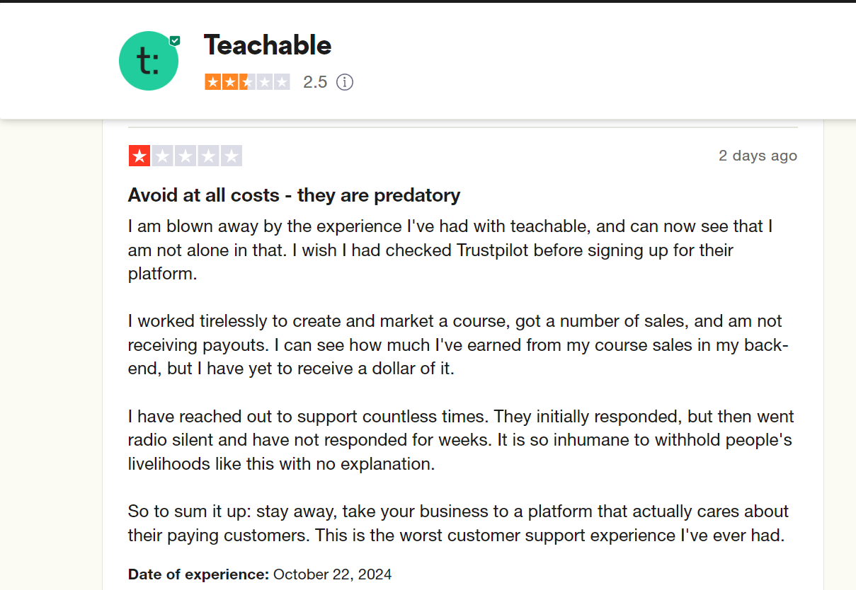 Teachable Negative Reviews