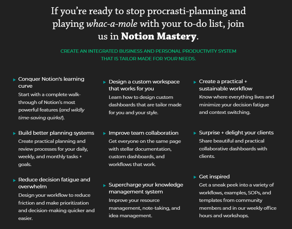 Notion mastery page