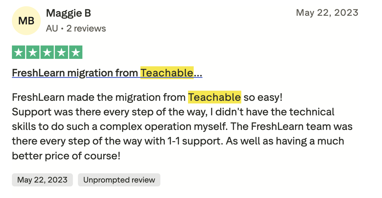 Teachable to freshLearn